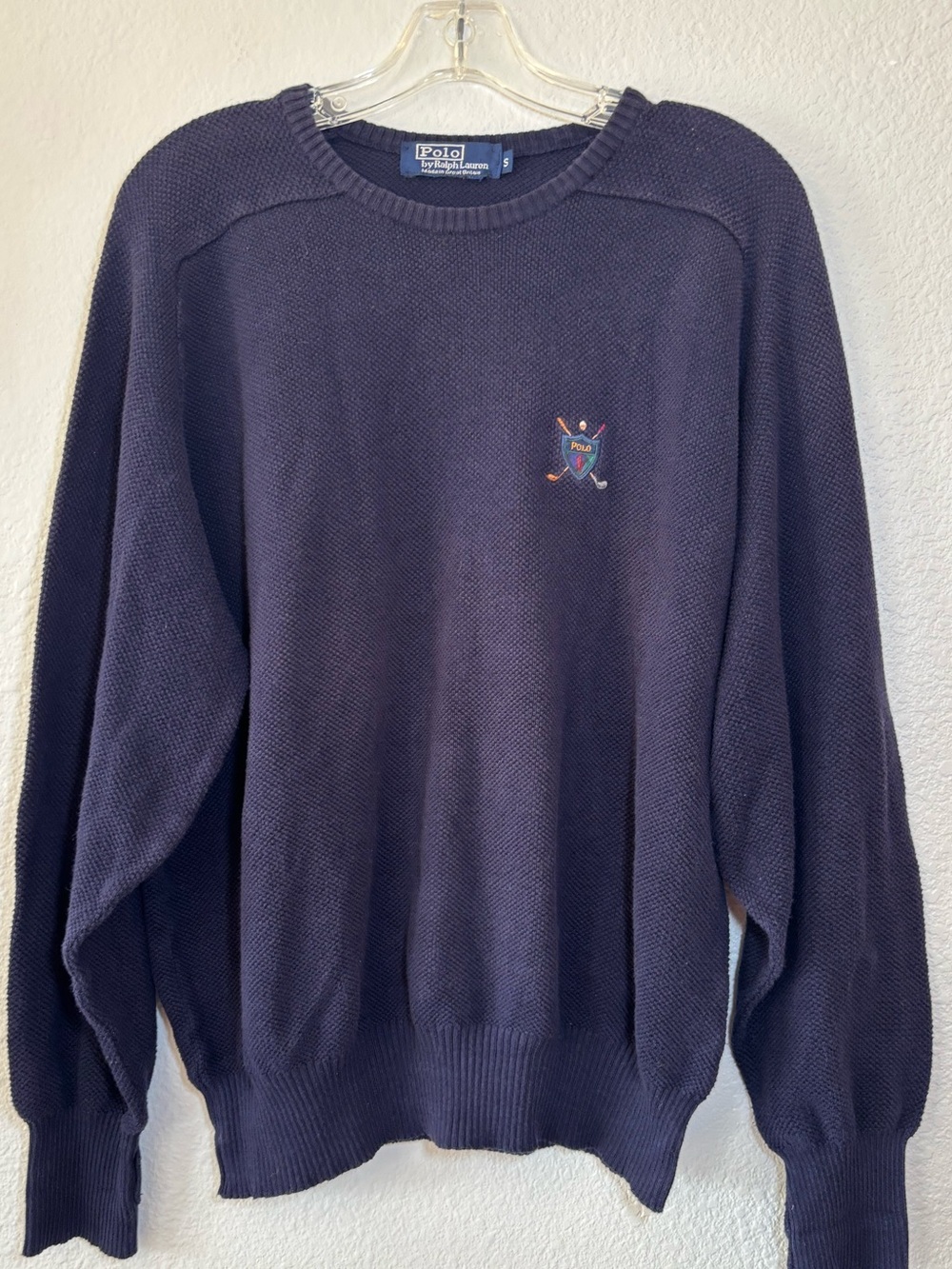 Polo Ralph Lauren Golf Crest Sweater Small Made in Great Britain Vintage 90's
